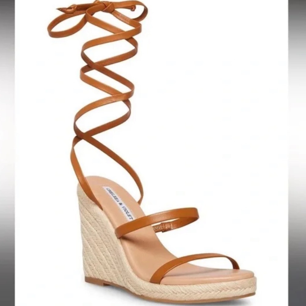 ✅NWT Chelsea & Violet Mariah Ankle Wrap Espadrille Wedge Sandals Sz 8